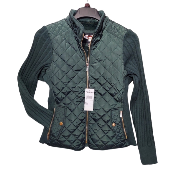 Palomares Sports Quilted Jacket Womens Green Stretch Side Winter Coat Warm New - Picture 2 of 16